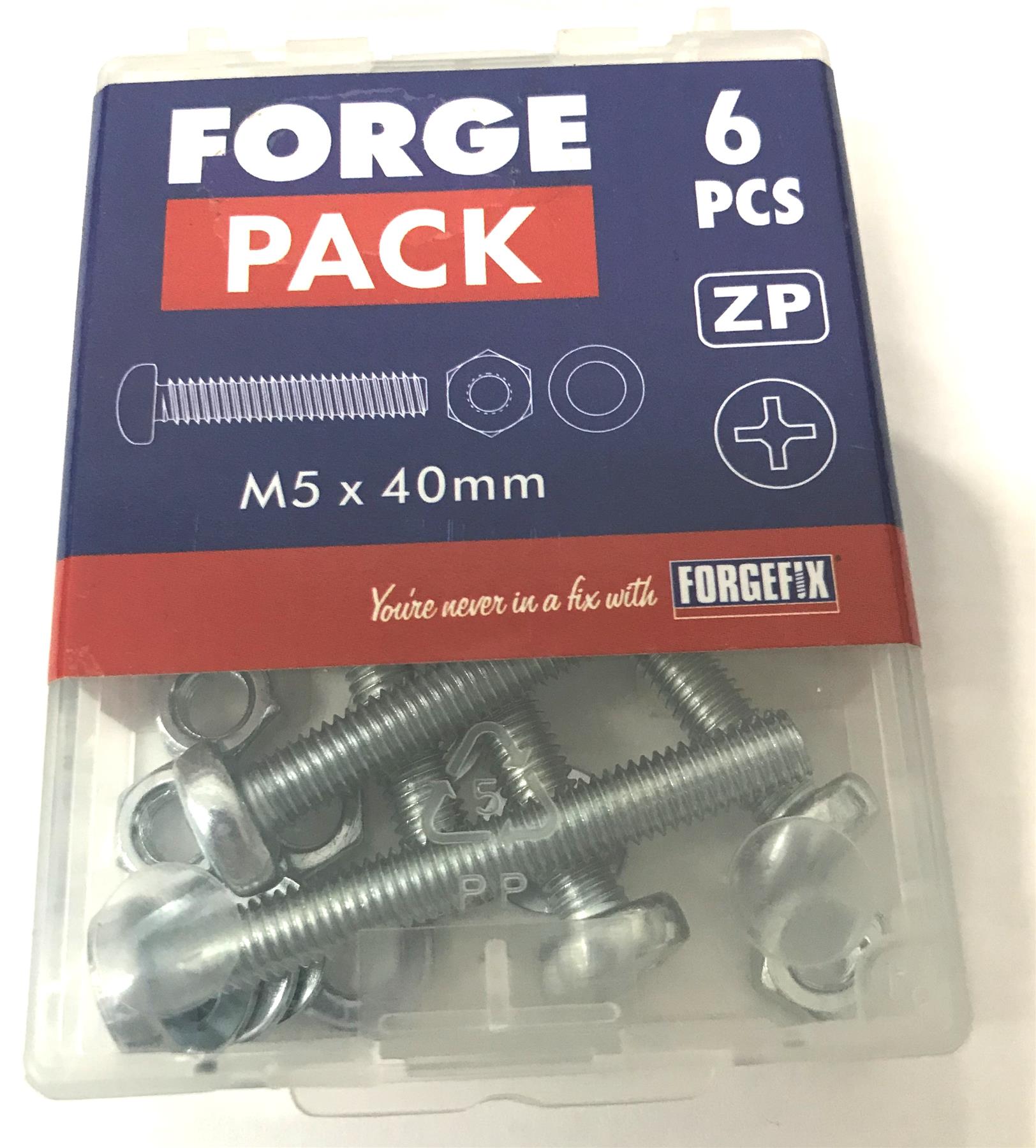 Forgefix FPMSPH540 Machine Screw Pozi Pan Head ZP M5 x 40mm Forge Pack 6