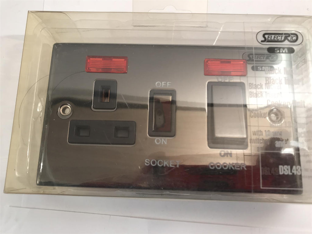 Black Nickel Black Insert Cooker Unit 13A Socket  with Neon DSL431