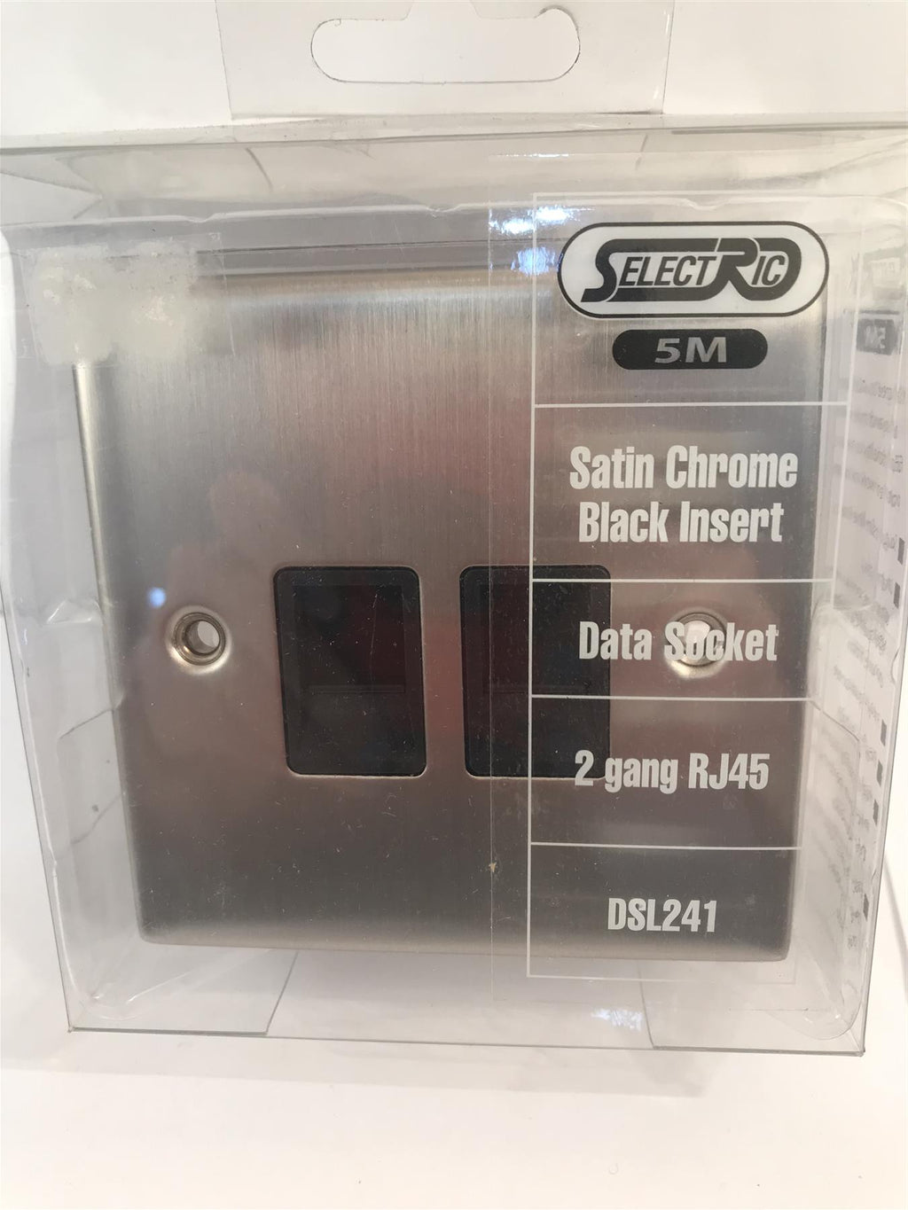 Slectric 5M Satin Chrome Data Socket 2 gang RJ45  DSL241