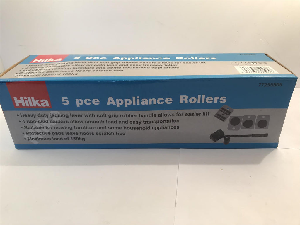 Hilka Tools 77255505 Appliance Rollers, Black/Silver, Set of 5 Pieces