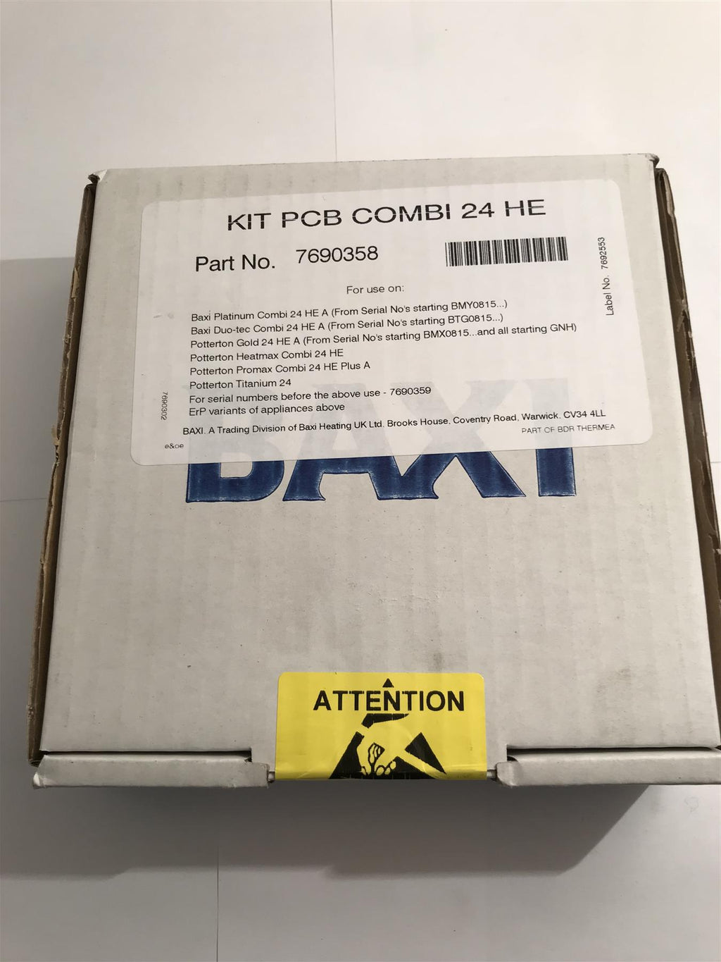 BAXI 7690358 DUO TEC COMBI 24 BOILER PCB