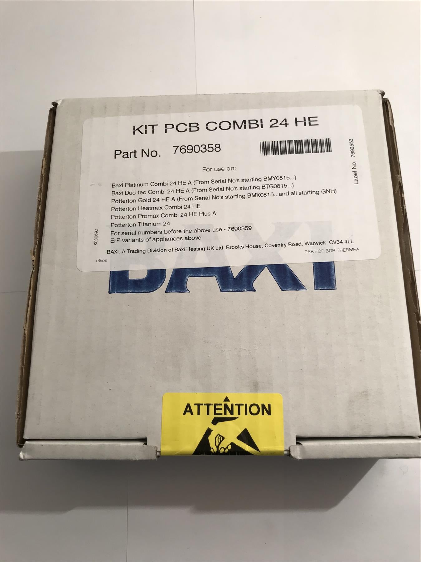 BAXI 7690358 DUO TEC COMBI 24 BOILER PCB