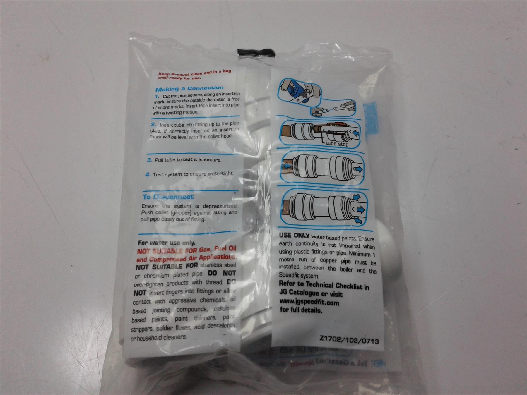 NEW JG SPEEDFIT 22MM END STOP PIPE CAP PUSH FIT PSE4622W 5 Pack