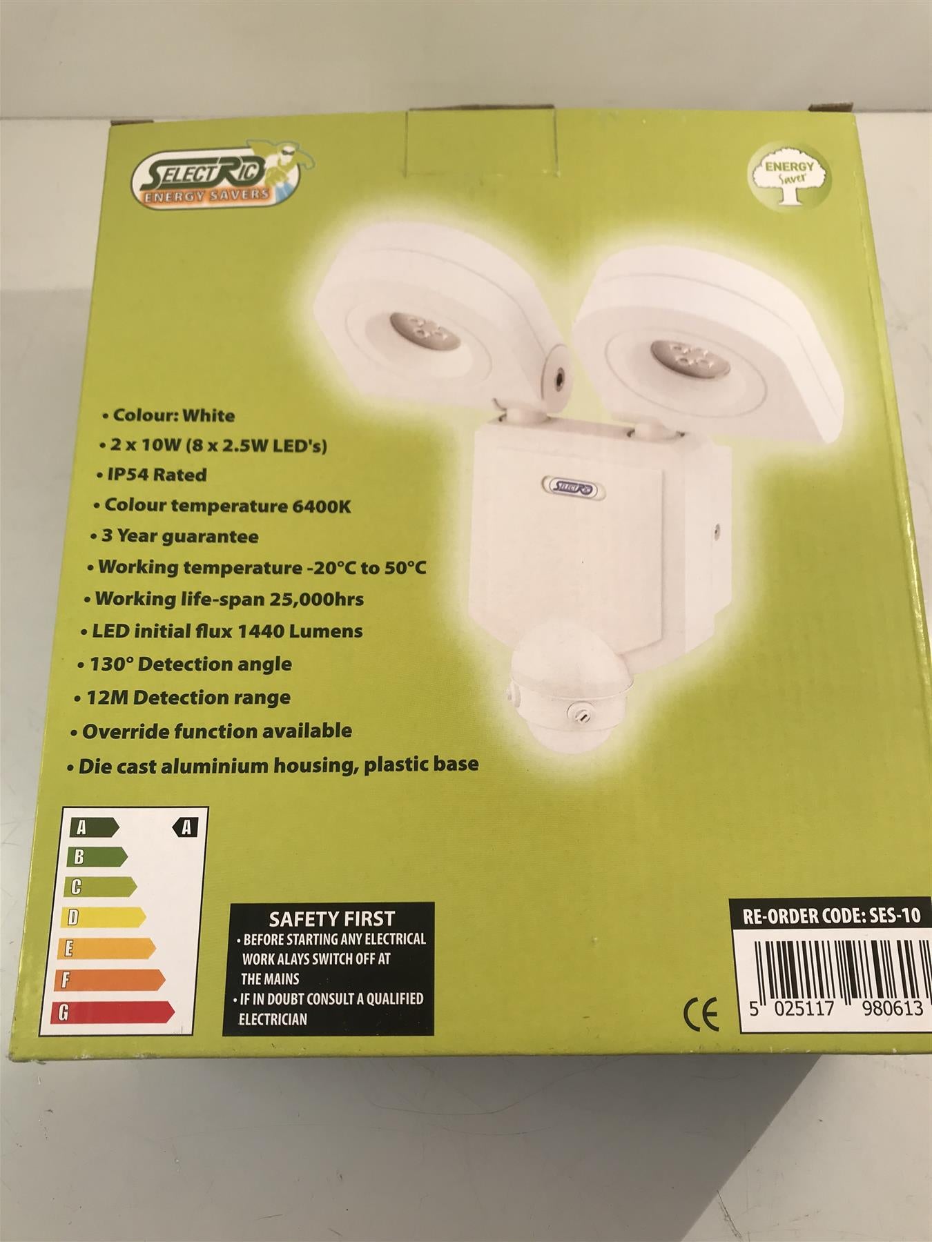 Selectric SES-10 IP54 2 x 10W Twin LED Floodlight with motion sensor White