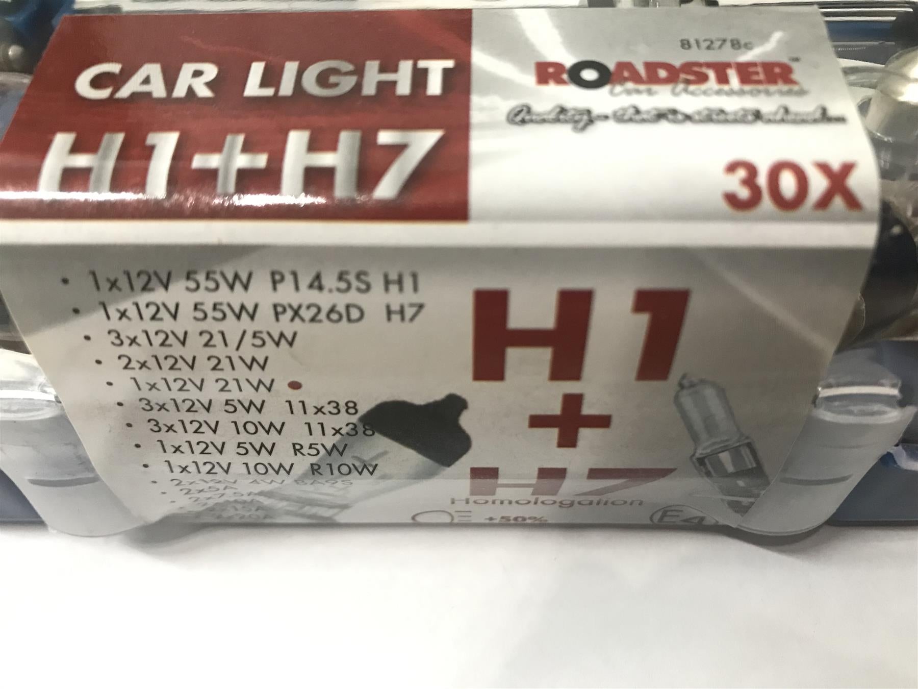 Roadster Car Light H1 H7 30X Bulb Set 81278C