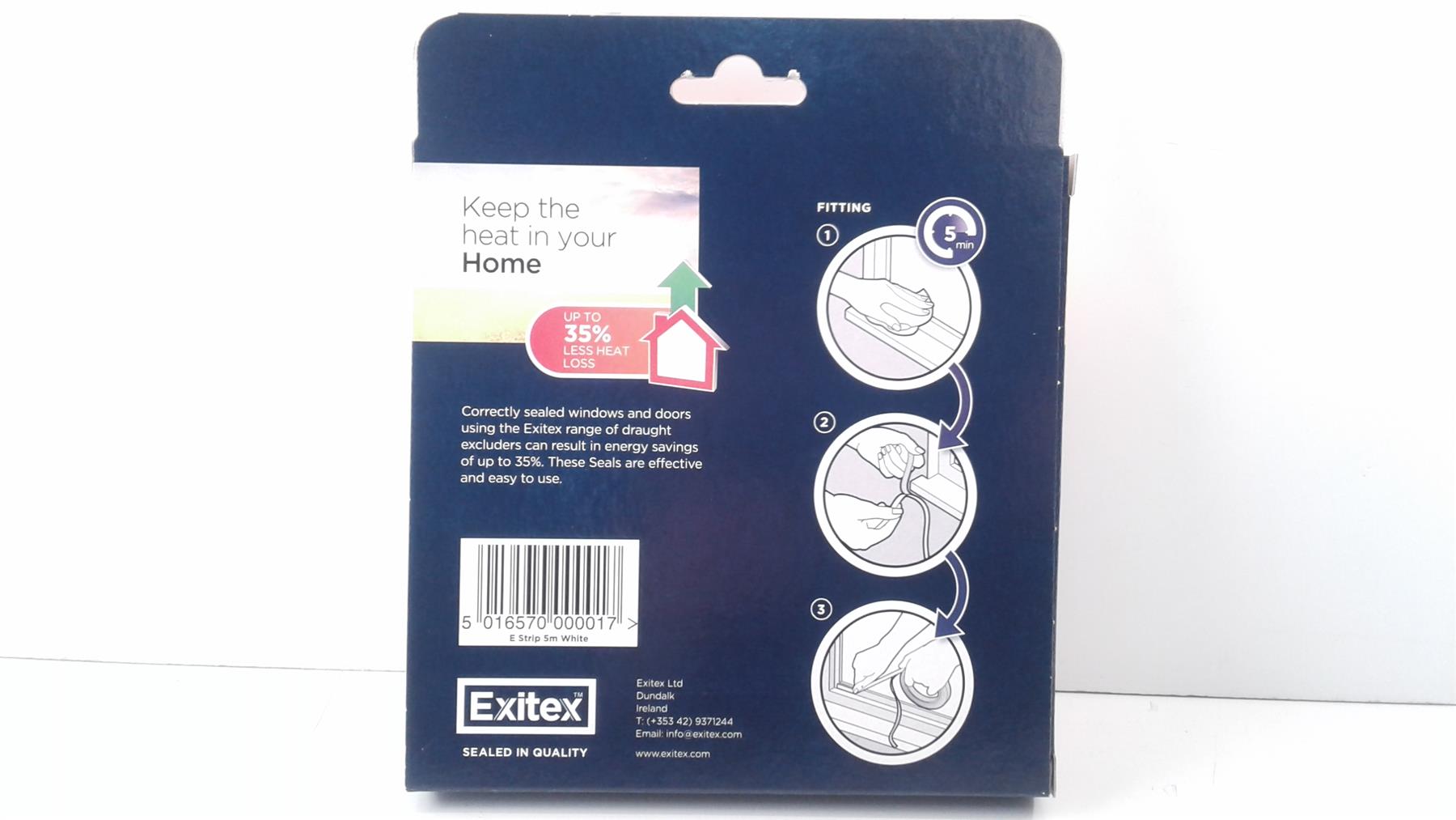 Exitex E-Strip Self White Adhesive Rubber - Fits All Windows & Doors