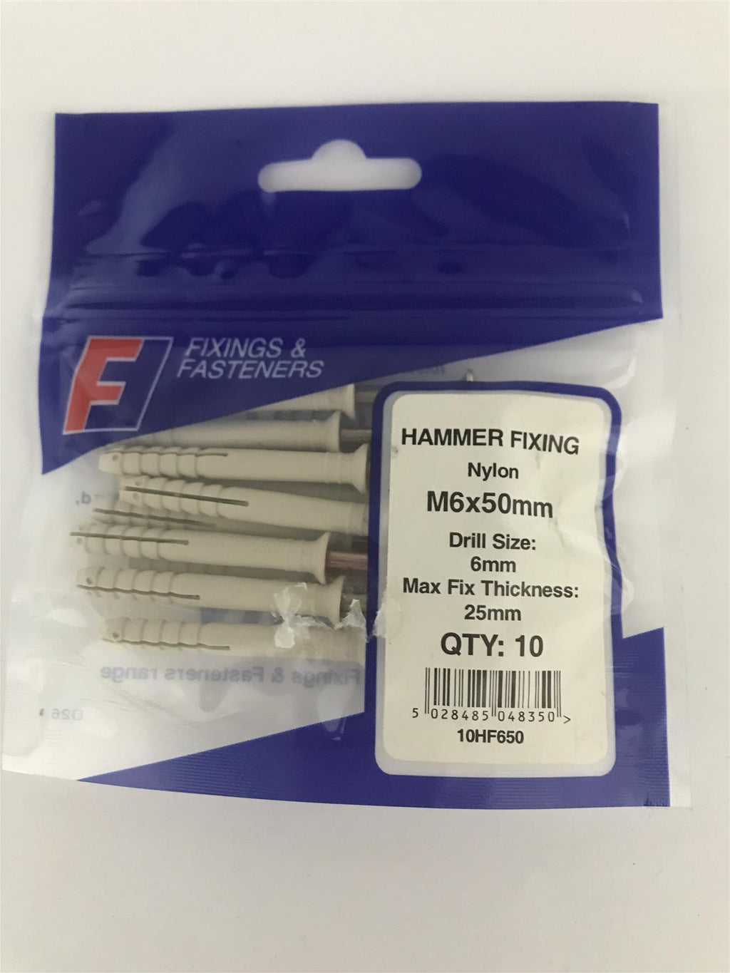 Forgefix Hammer Fixing M6 x 50mm (Pk10) 10HF650