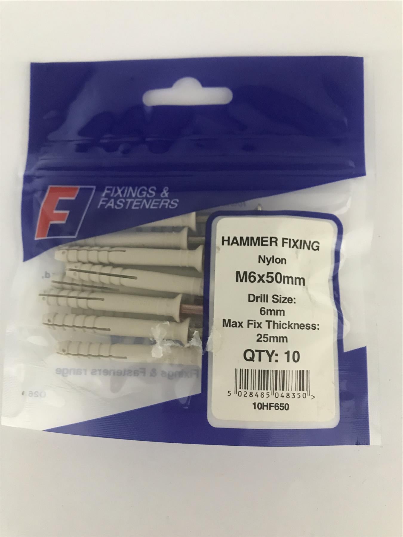 Forgefix Hammer Fixing M6 x 50mm (Pk10) 10HF650