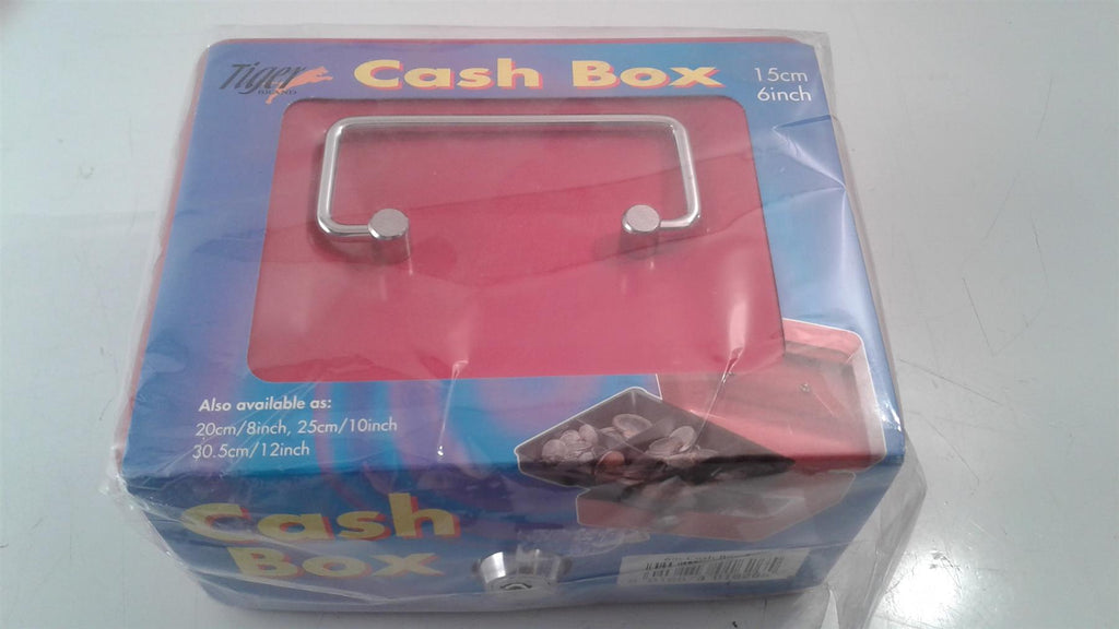Red 150x120x75mm Cash Boxes Money Box Holder Metal Handle Security Safe Key Lock