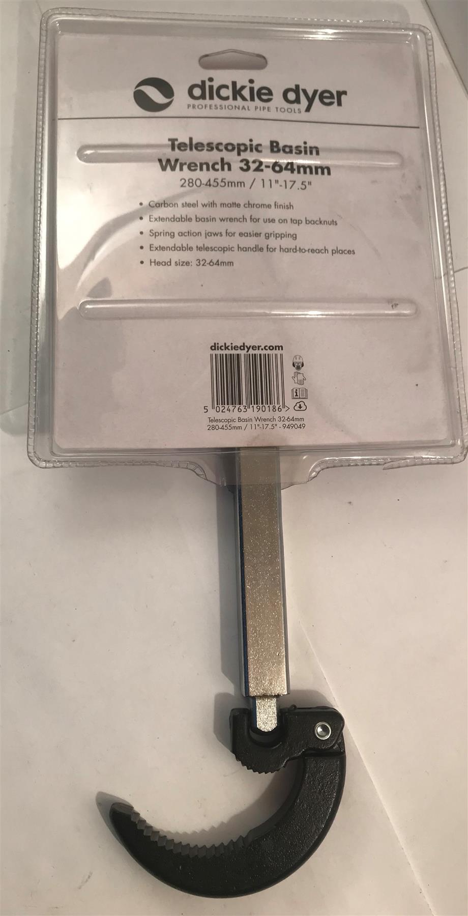 Dickie Dyer Telescopic Basin Wrench 32-64mm  280-455mm / 11"-17.5"  949049