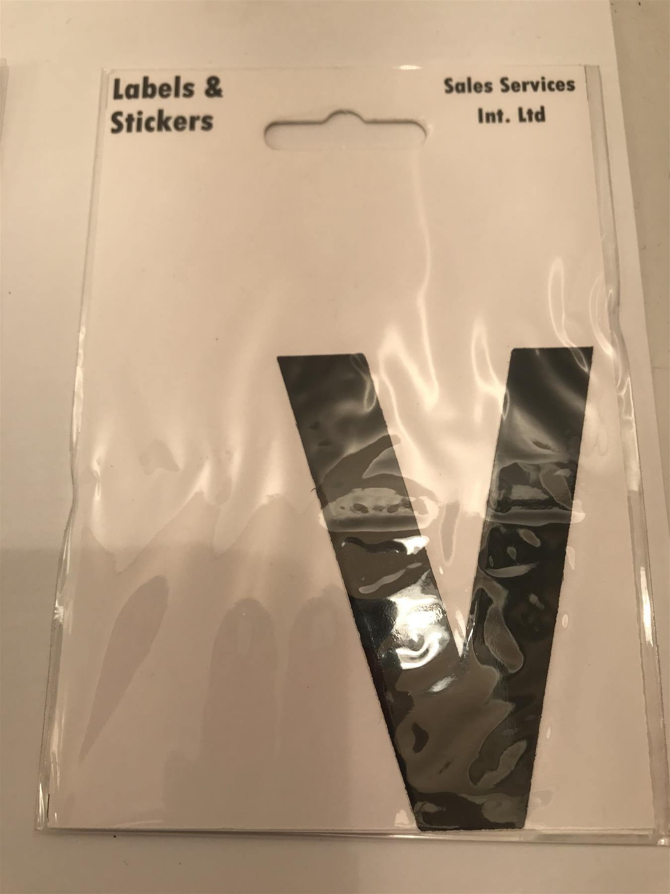Black Letter V Self Adhesive Waterproof Sticker 8 x 6cm