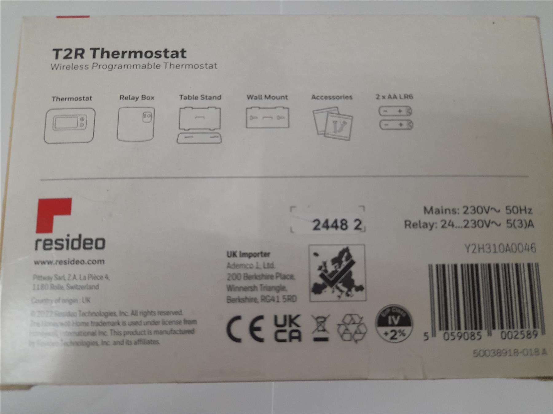 HONEYWELL T2R Y2H310A0046 WIRELESS PROGRAMMABLE THERMOSTAT