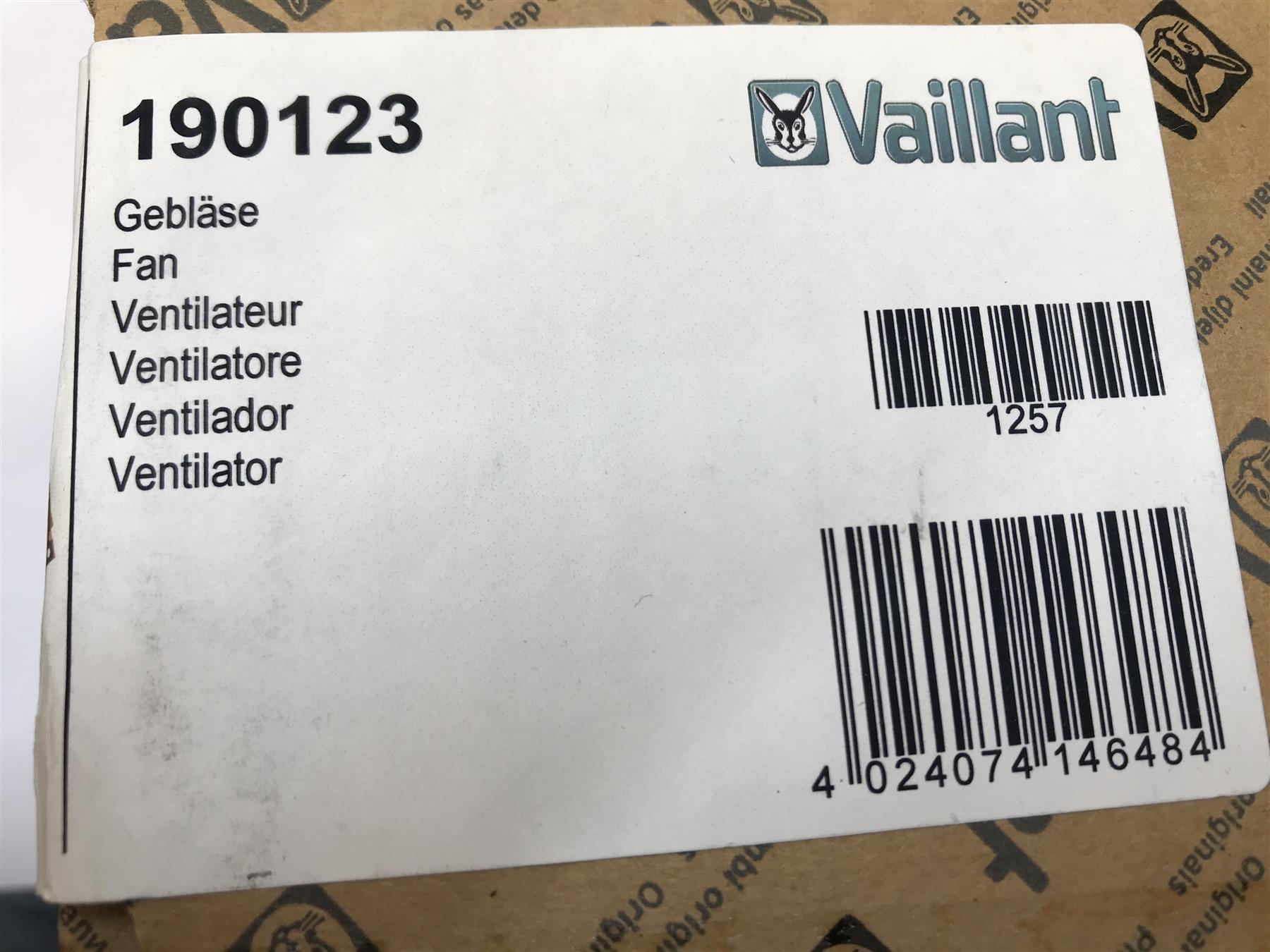 NEW VAILLANT 190123 FAN ASSEMBLY