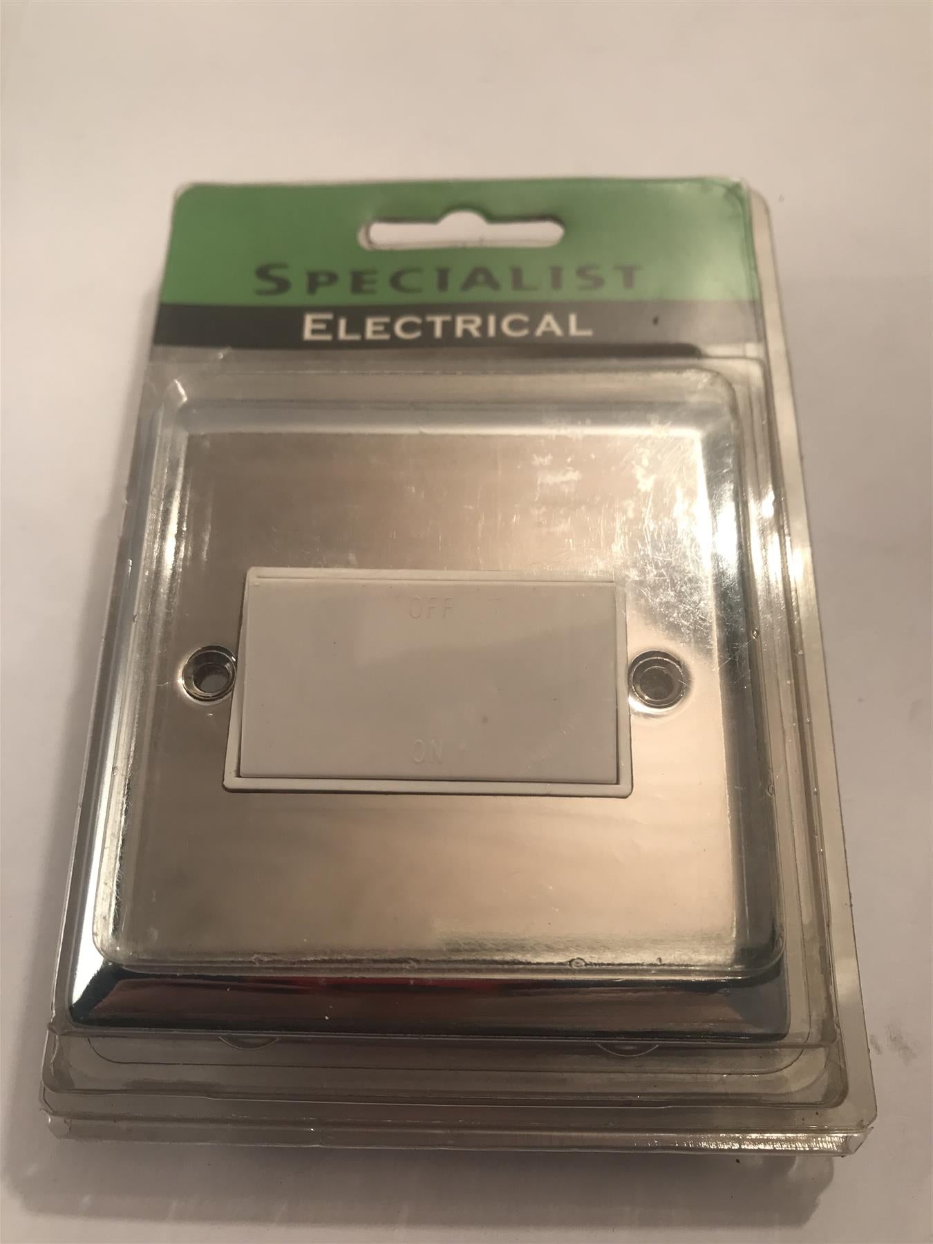 Specialist  Fan Isolator Switch Polished Chrome White Insert SEC15W