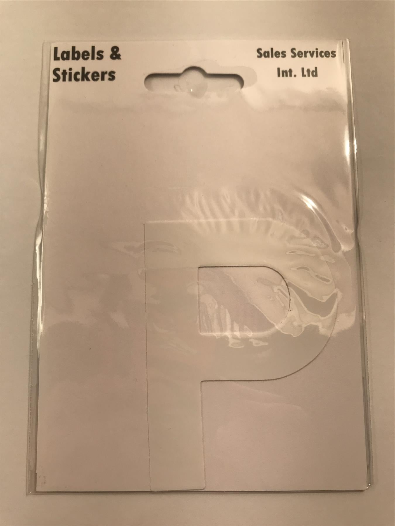 White Letter P Self  Adhesive Waterproof Sticker 8 x 6cm