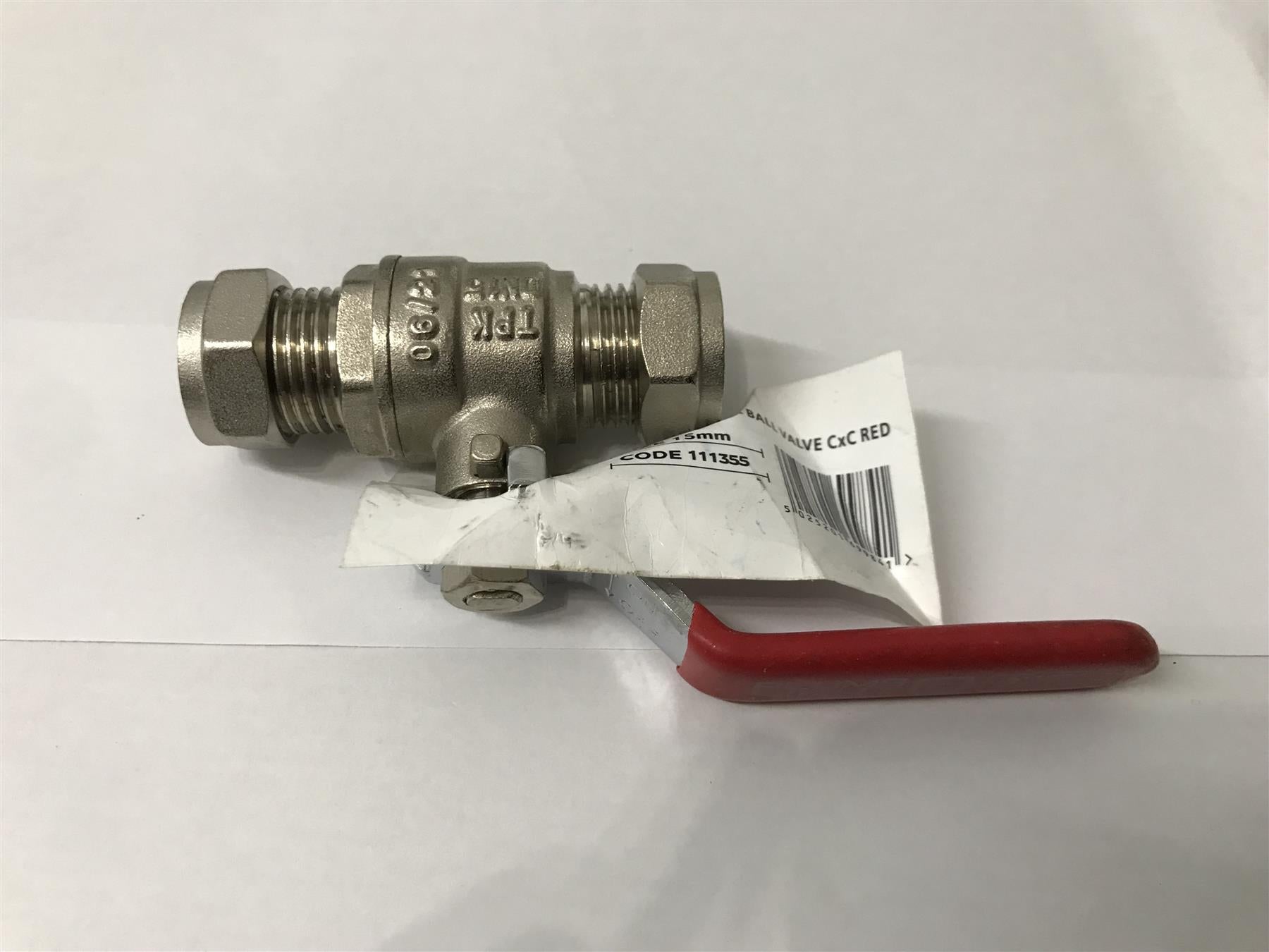 PLUMB RIGHT 15MM Compression Lever Ball Valve Red Handle