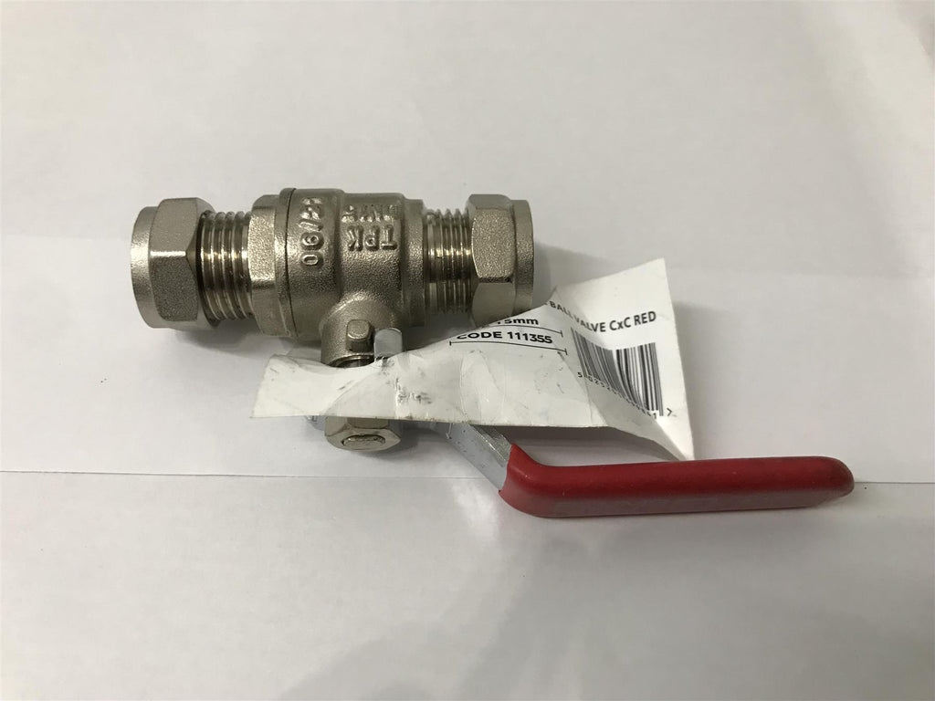 PLUMB RIGHT 15MM Compression Lever Ball Valve Red Handle