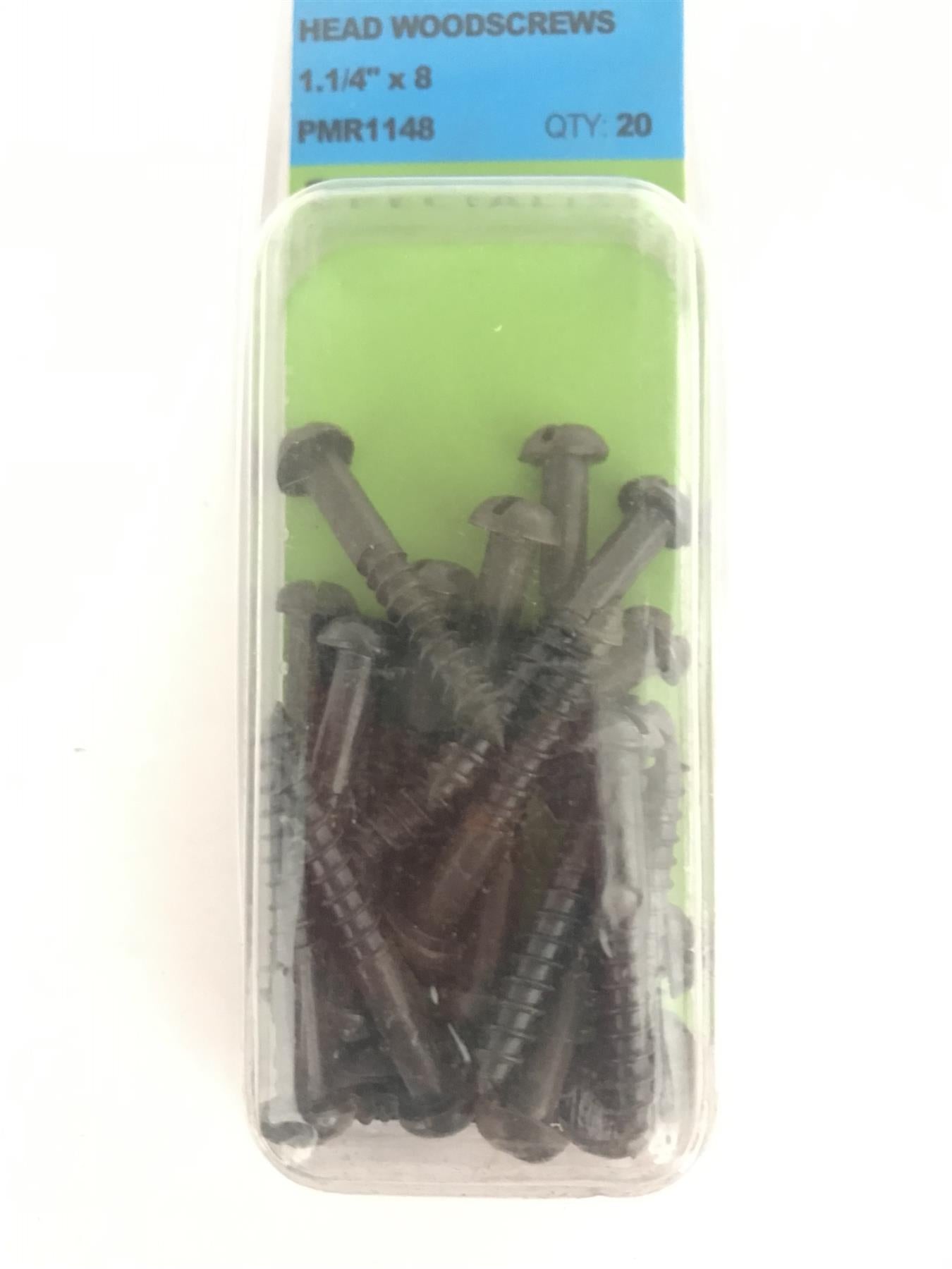 Specialist Japanned Round Head Wood Screw 1.1/14" x 8 PMR1148 Pack 20