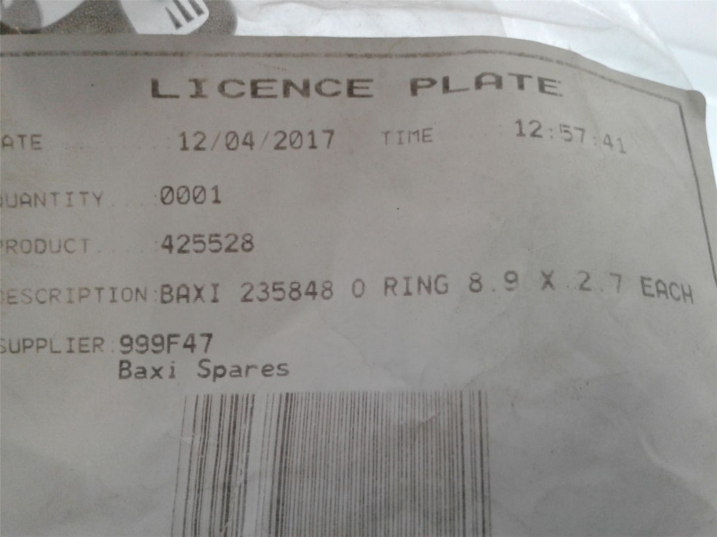 NEW Baxi 235848 O ring 8.9 X 2.7