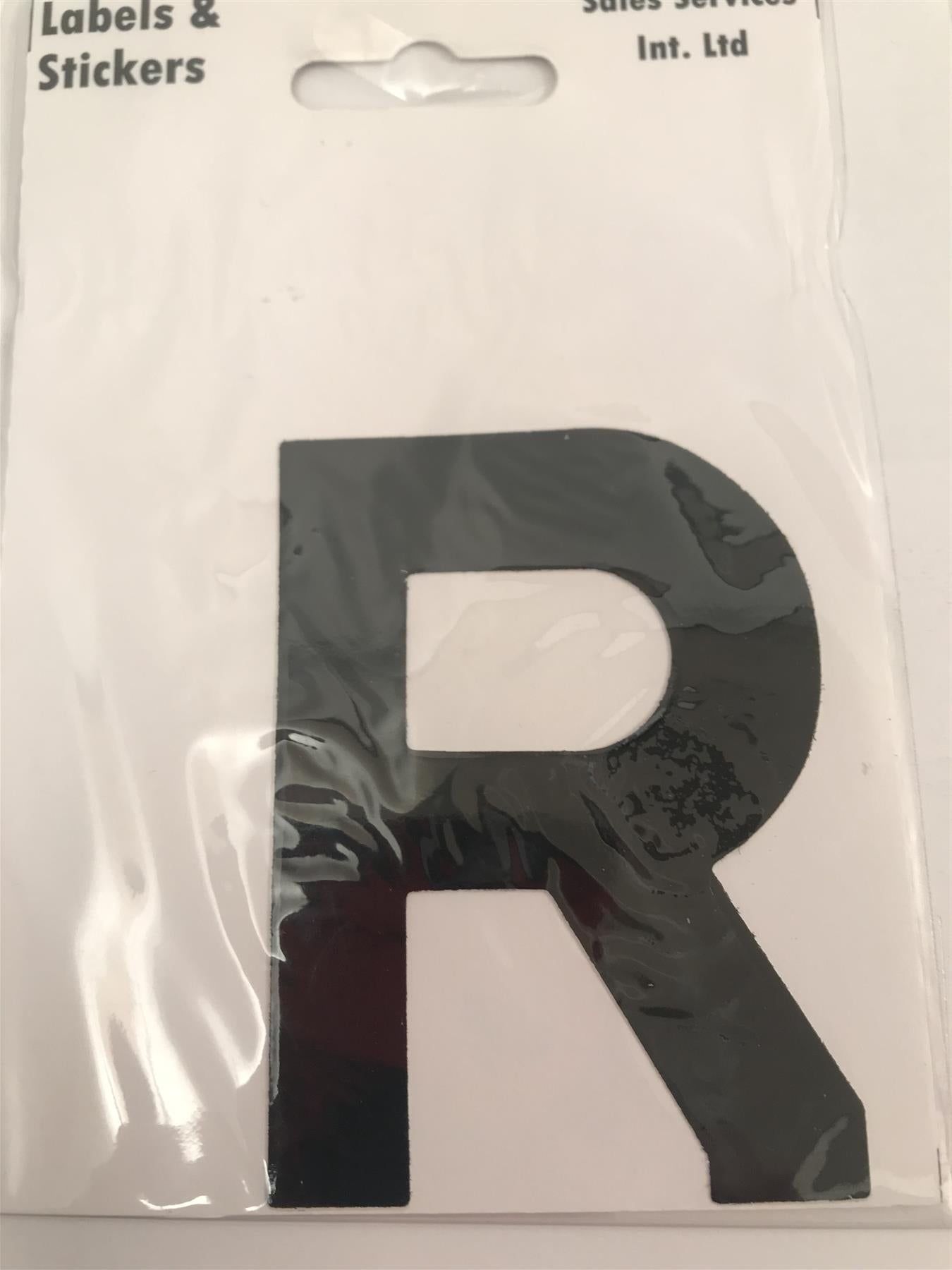 Black Letter R Self Adhesive Waterproof Sticker 8 x 6cm