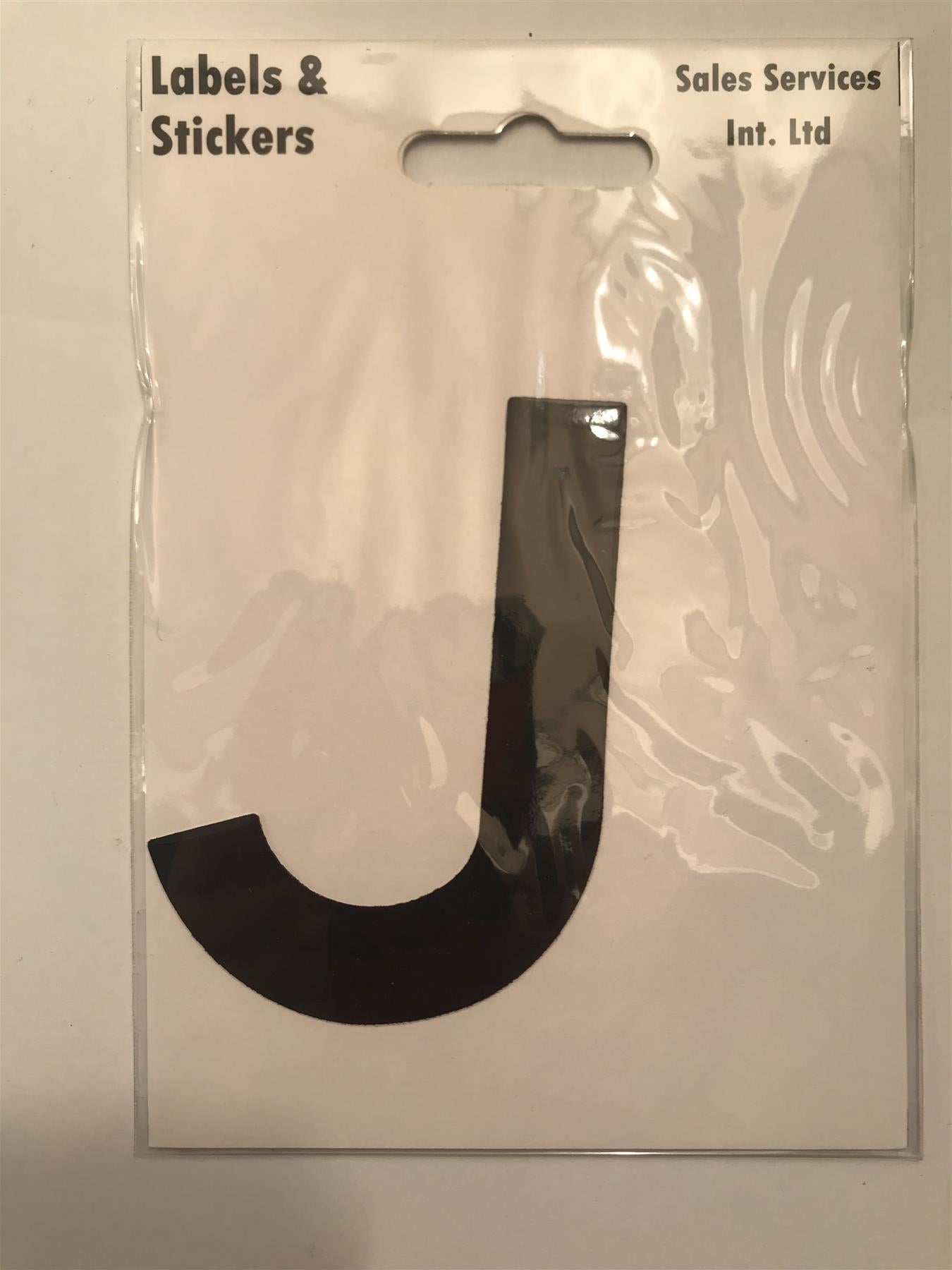 Black Letter J Self Adhesive Waterproof Sticker 8 x 6cm