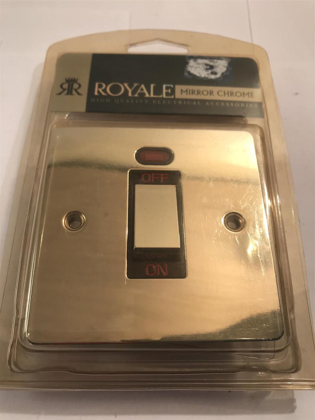 Flat Plate Polished Chrome 45A DP Switch & Neon Black Insert  YSCP13