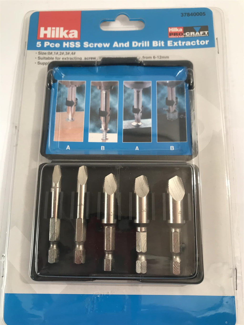 Hilka 5Pc HSS Screw & Drill Bit Extractor Set 37840005