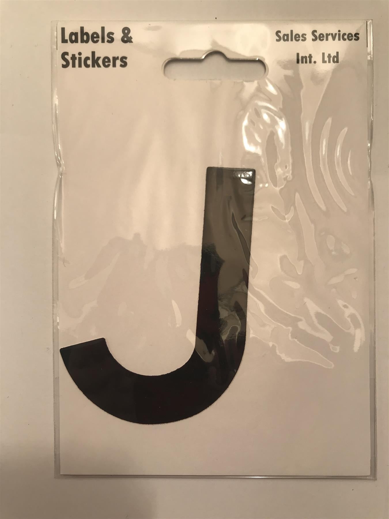 Black Letter J Self Adhesive Waterproof Sticker 8 x 6cm