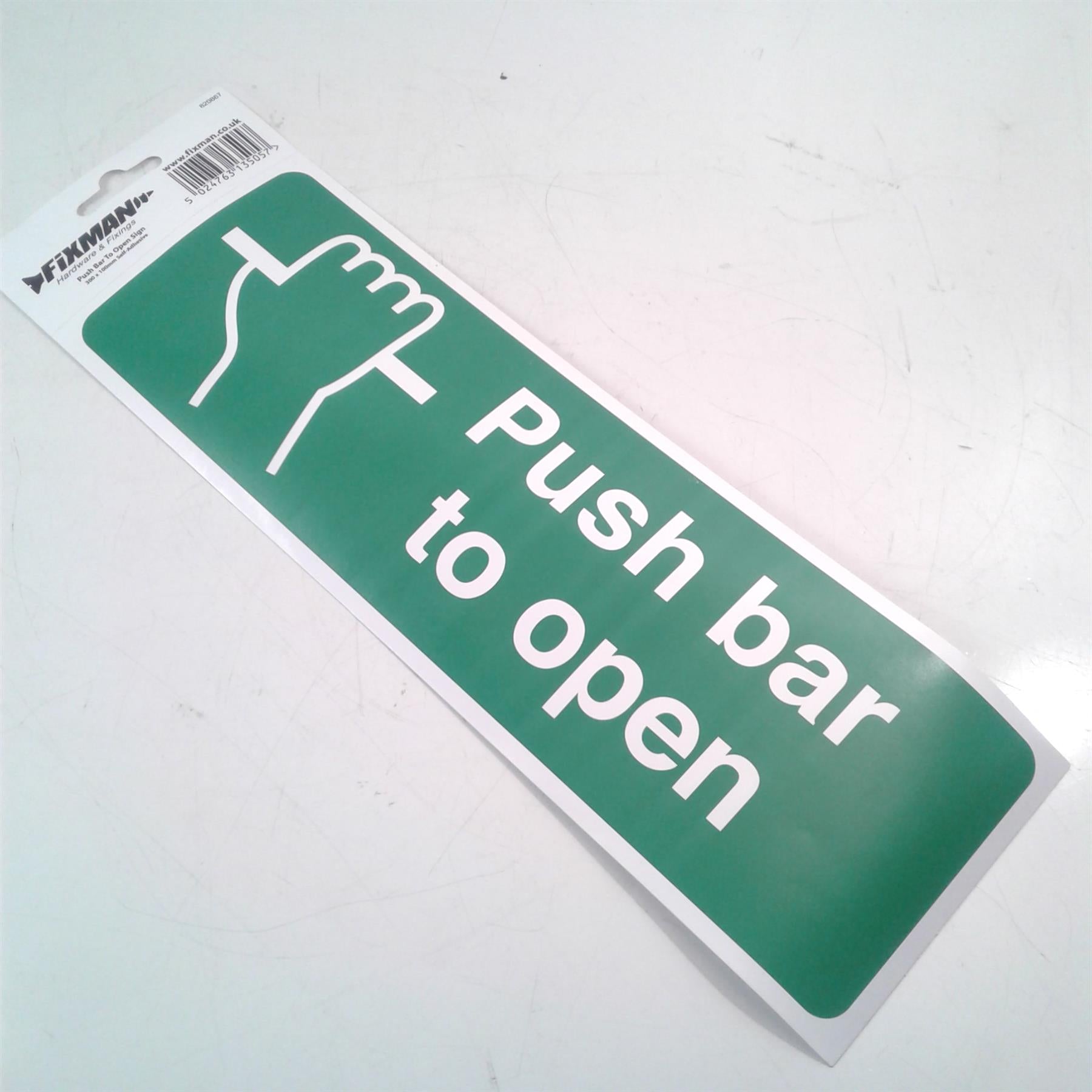 Fixman Push Bar To Open Sign Self-Adhesive 300 x 100mm 820867