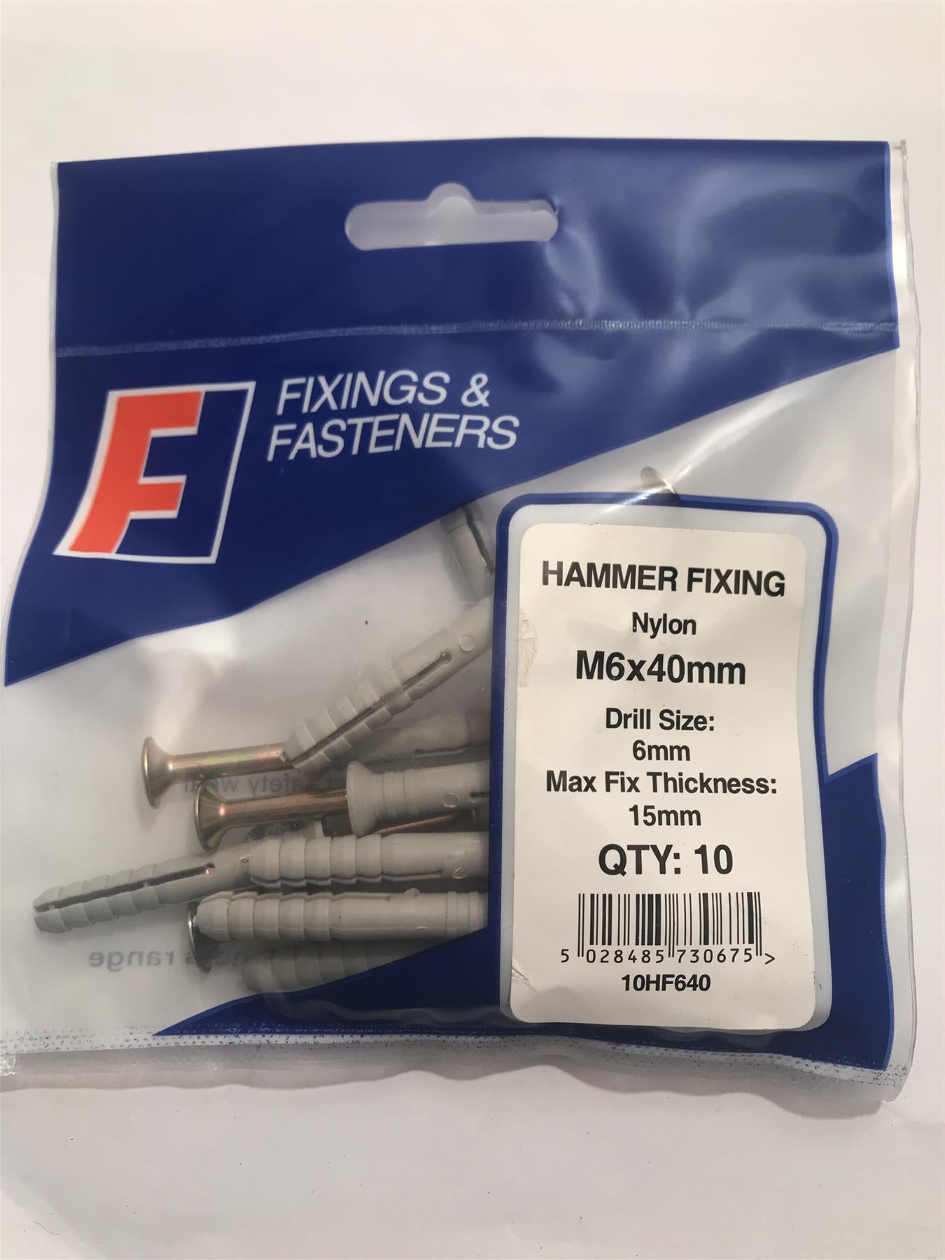 Forgefix Hammer Fixing M6 x 40mm (Pk10) 10HF640