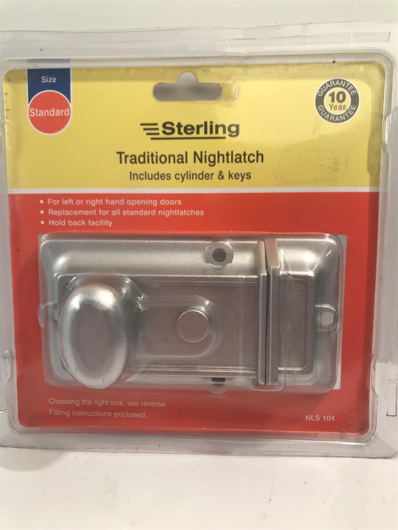 Sterling Standard Traditional Night Latch, Satin Chrome NLS104