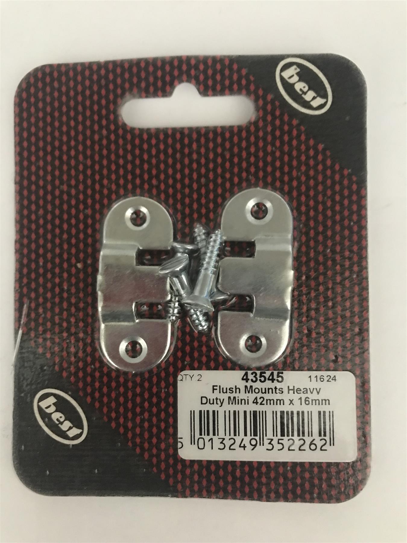 Best Heavy Duty Mini Flush Mounts 42 x 16mm  (2 Pk) 43545