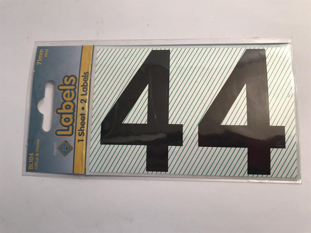 Esposti Large Black Vinyl Sticker No. 4 -  71mm (2 Pack) BL104