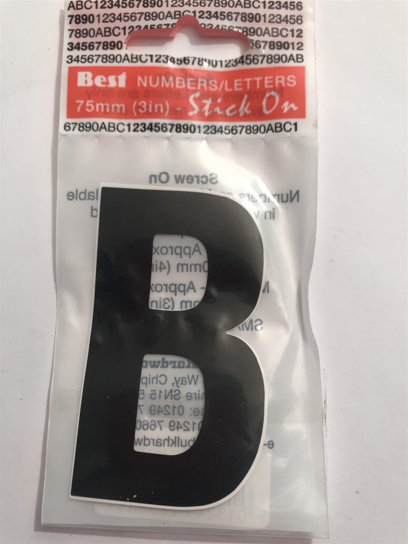 Best Black Letter B Self Adhesive 1½" x 3" 42225