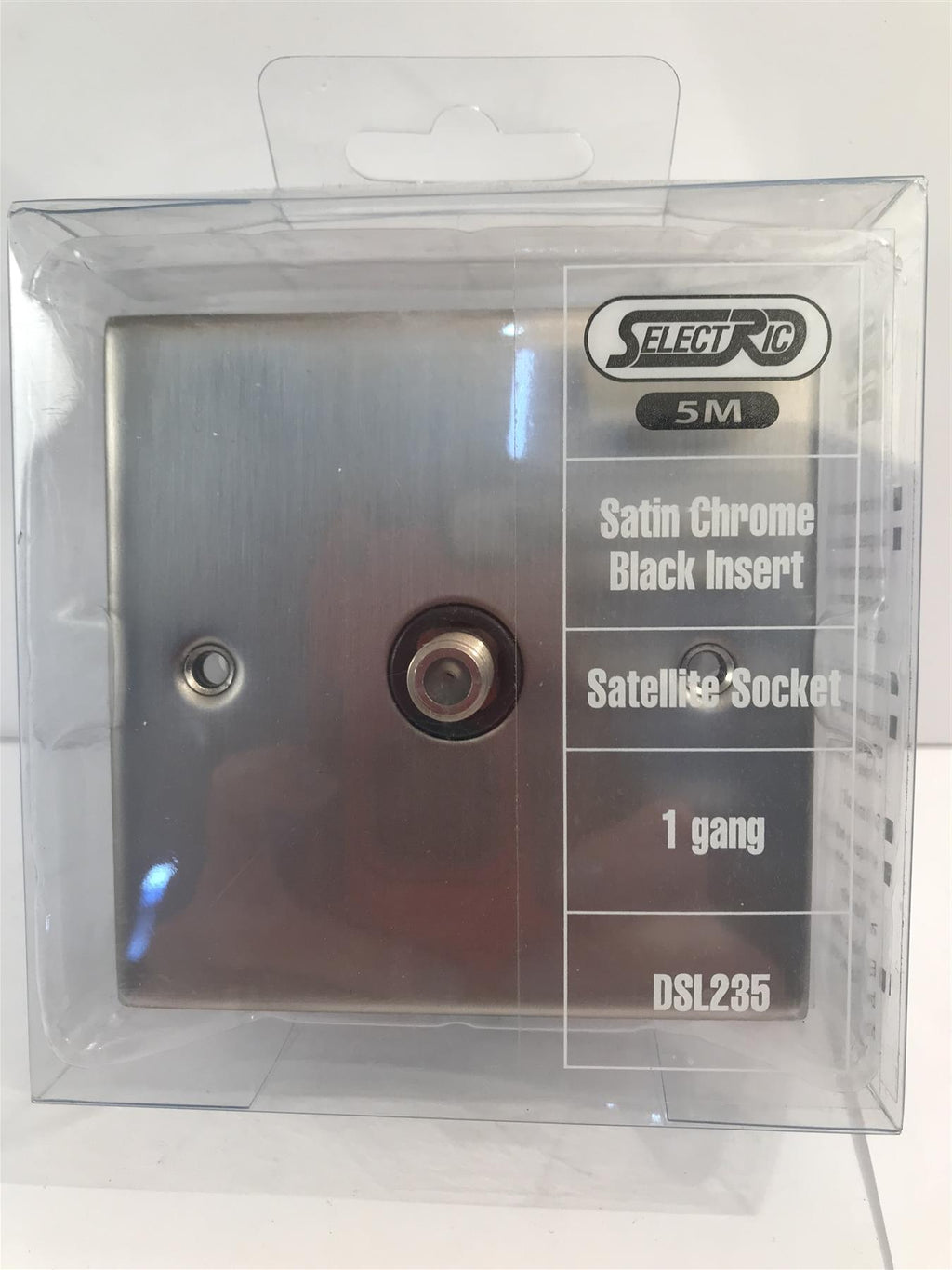 Selectric Satin Chrome Black Insert DSL235 - 1 Gang Satellite Socket -