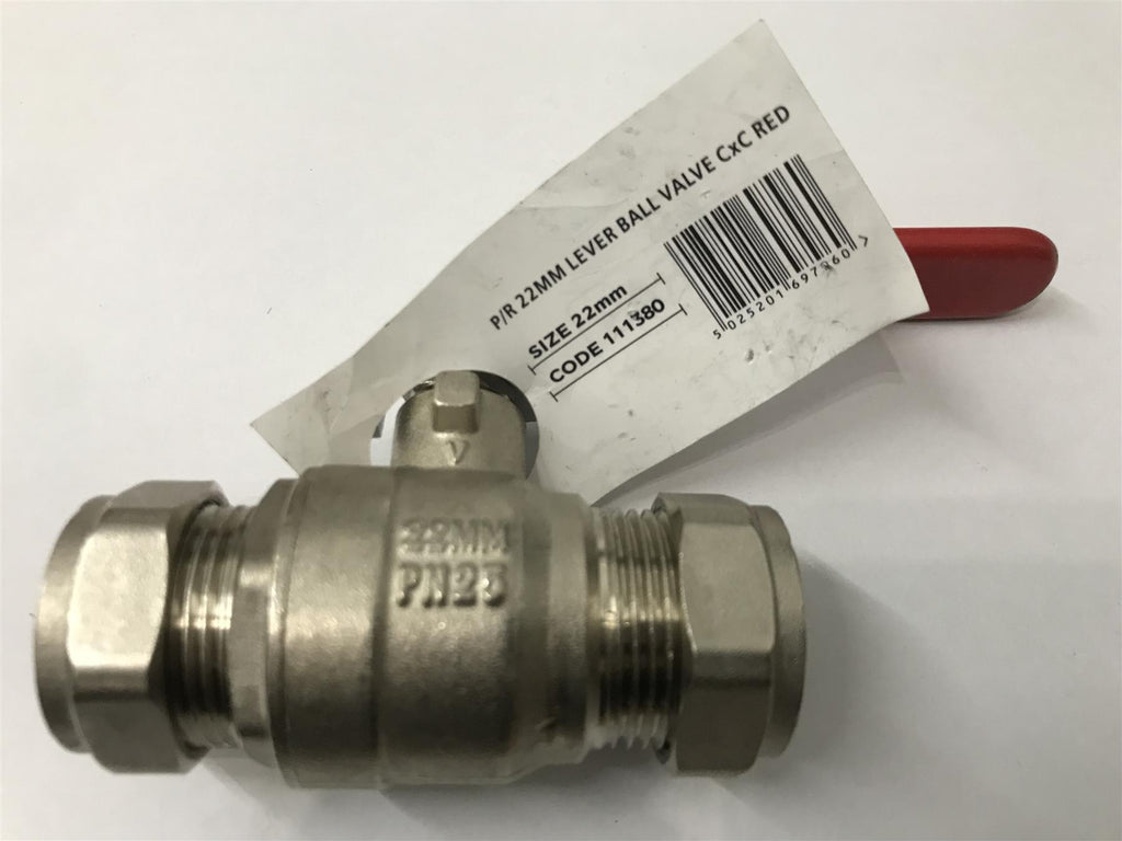 PlumbRight 22MM lever Ball Valve CXC Red