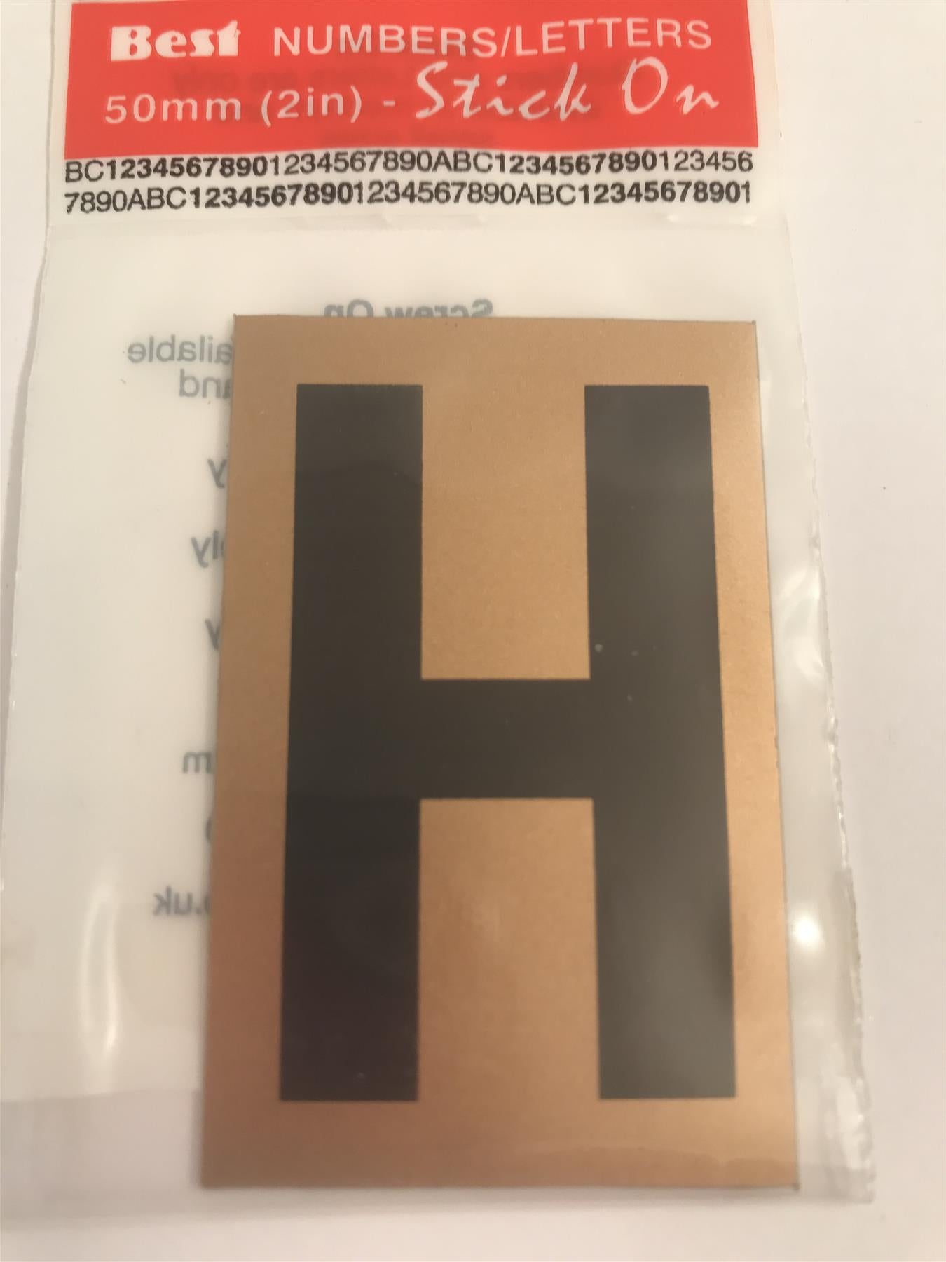 Best Gold/Black Letter H Self Adhesive 1" x 2"