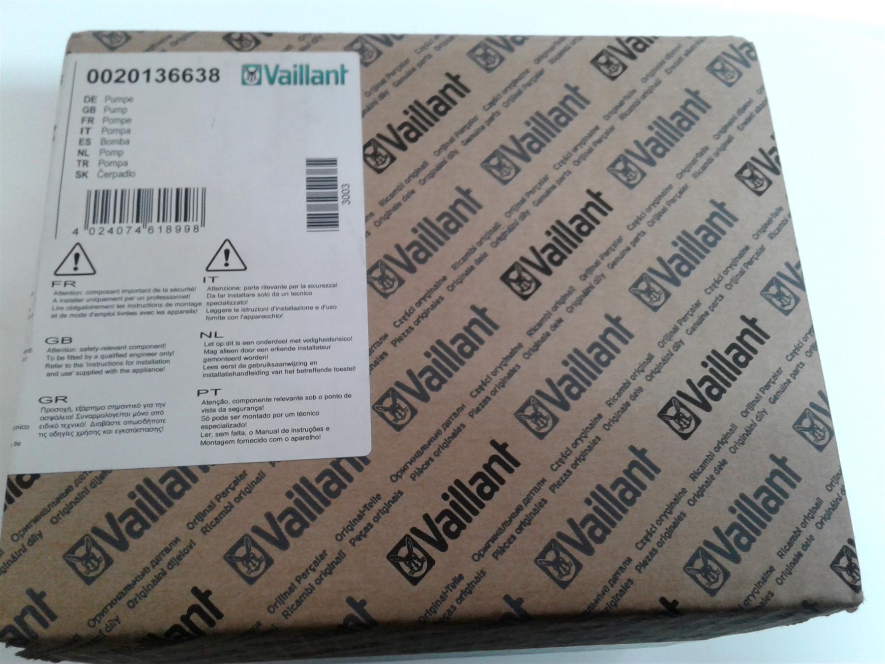 New Vaillant VUW Ecotec Pro Pump 0020136638