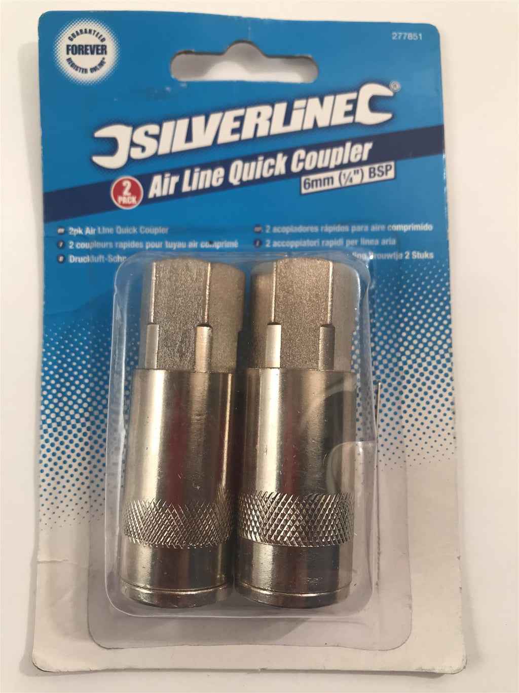 Silverline 2pk Air Line Quick Coupler 6mm (1/4") BSP  277851