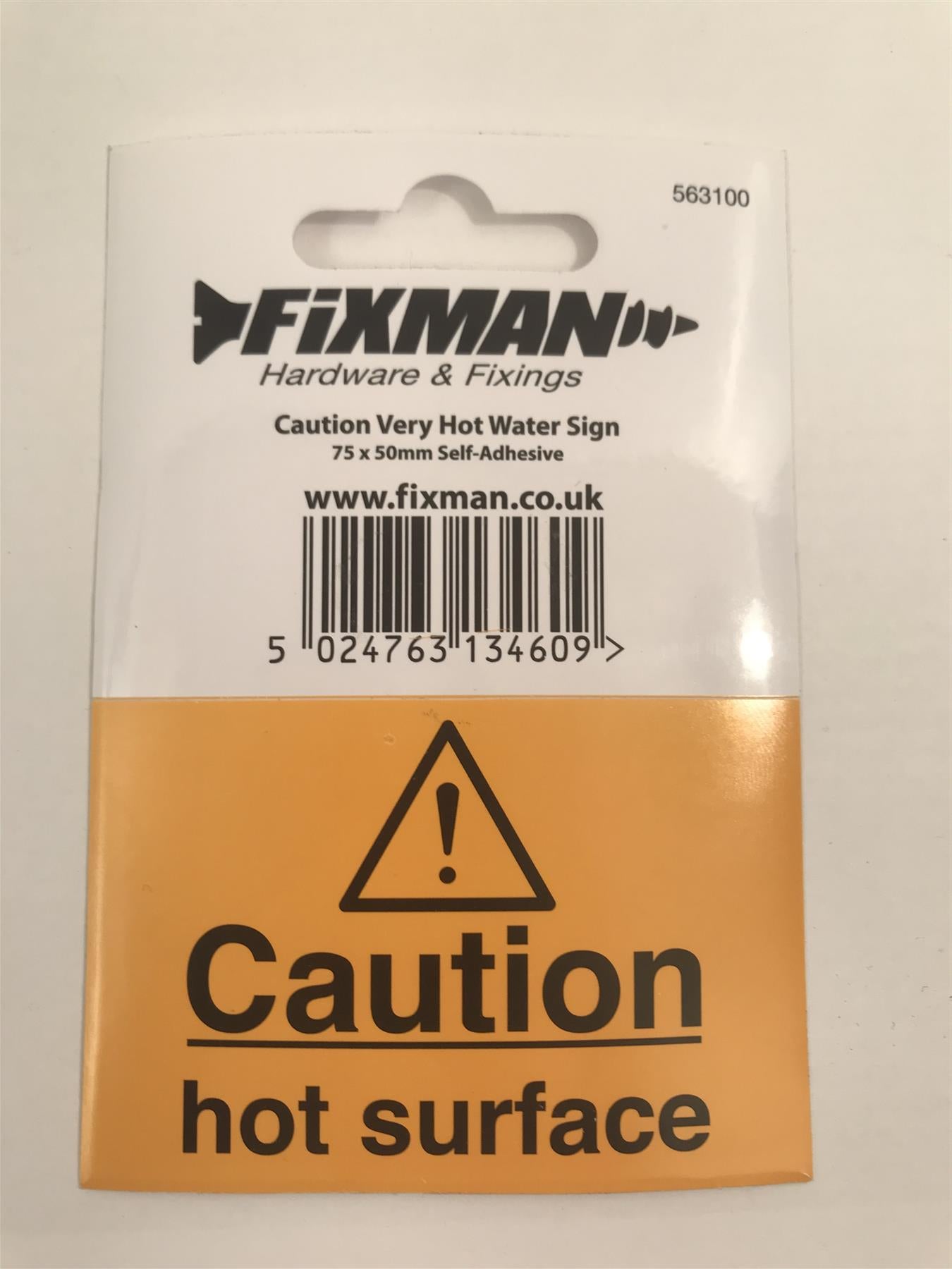 Fixman 563100 Self-Adhesive Caution Hot Surface Sign 75 x 50mm