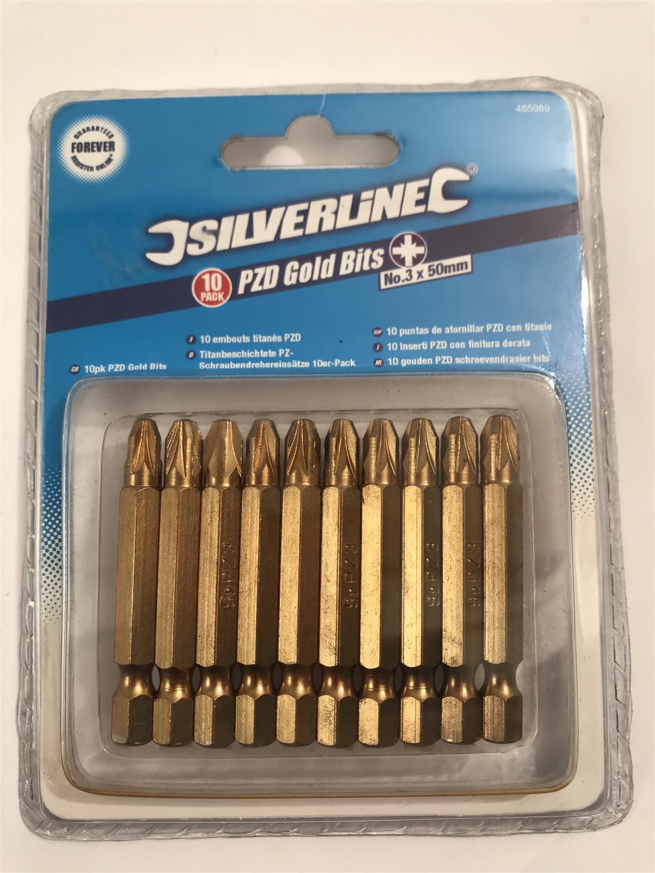 Silverline 465989 PZD Gold Screwdriver Bits No.3 x 50mm (10 Pack)