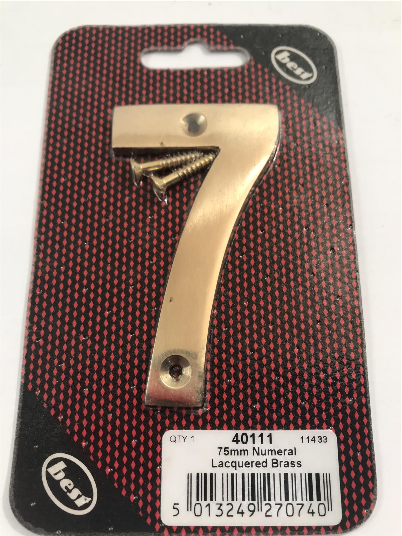 Best 75mm 3" Lacquered Brass No.7  with screws  -   40111
