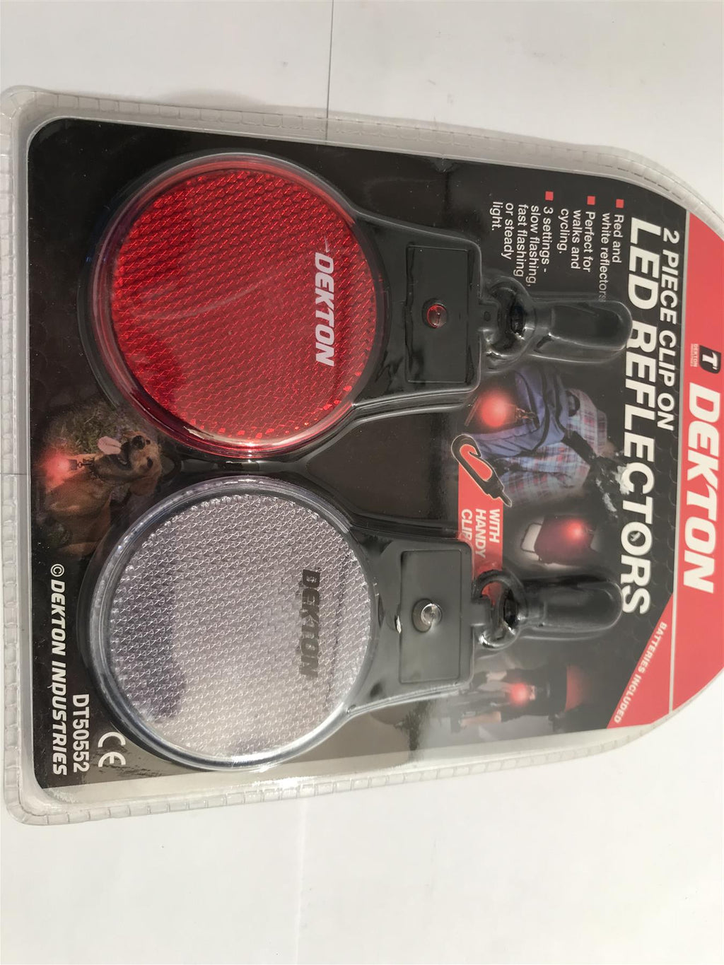 Dekton 2 piece clip on LED Reflectors DT50552 Red & White