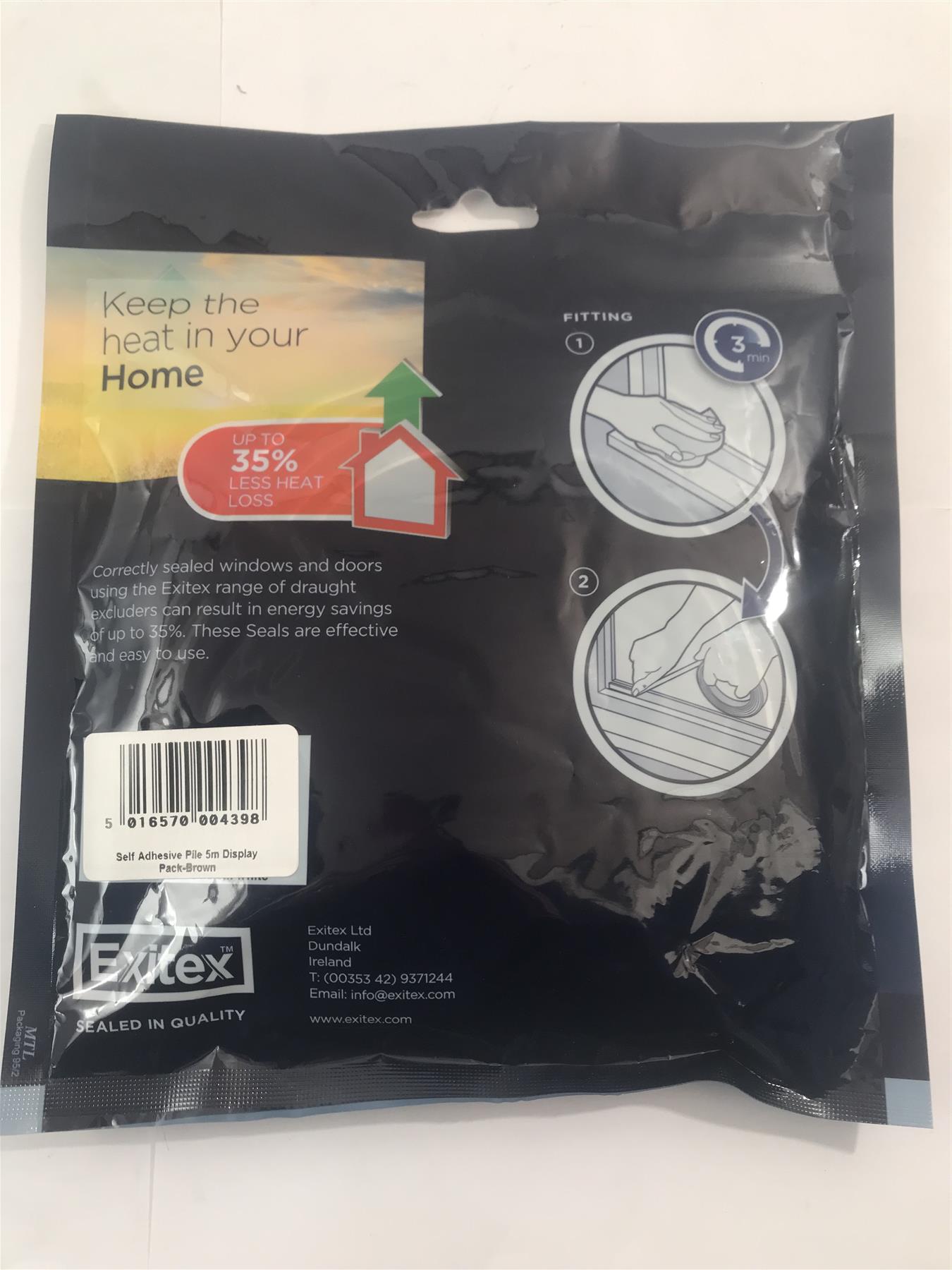 Exitex Self Adhesive Pile 5m Brown -  Seals 2-5mm Gaps