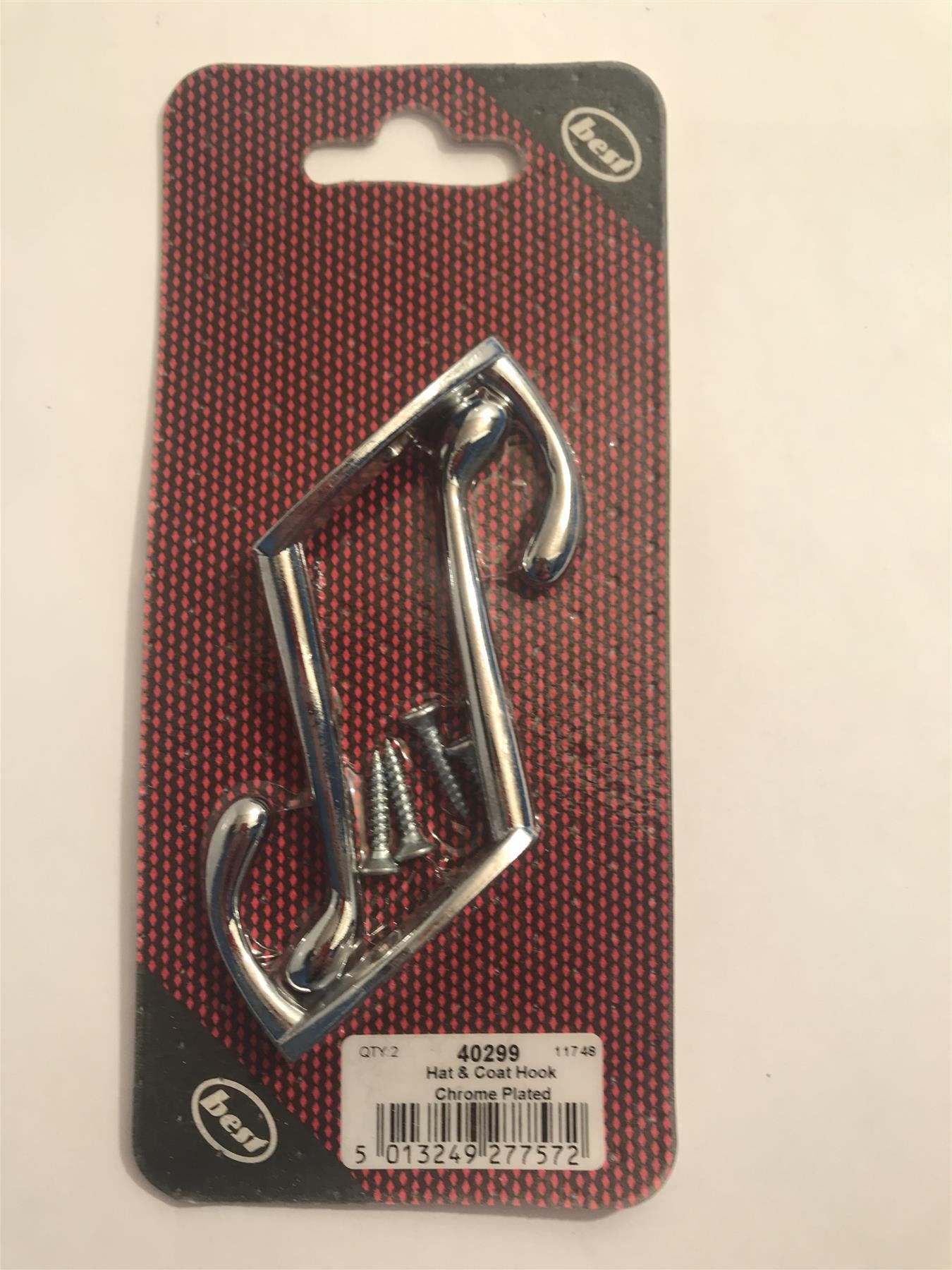 Best Hat & Coat Hook Chrome Plated  (2 Pack) 40299