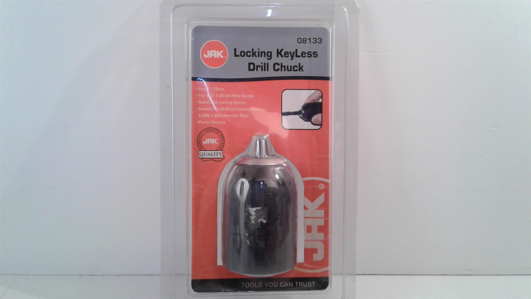 JAK Locking Keyless Drill Chuck 1-13mm  fit 1/2" male spindle 08133