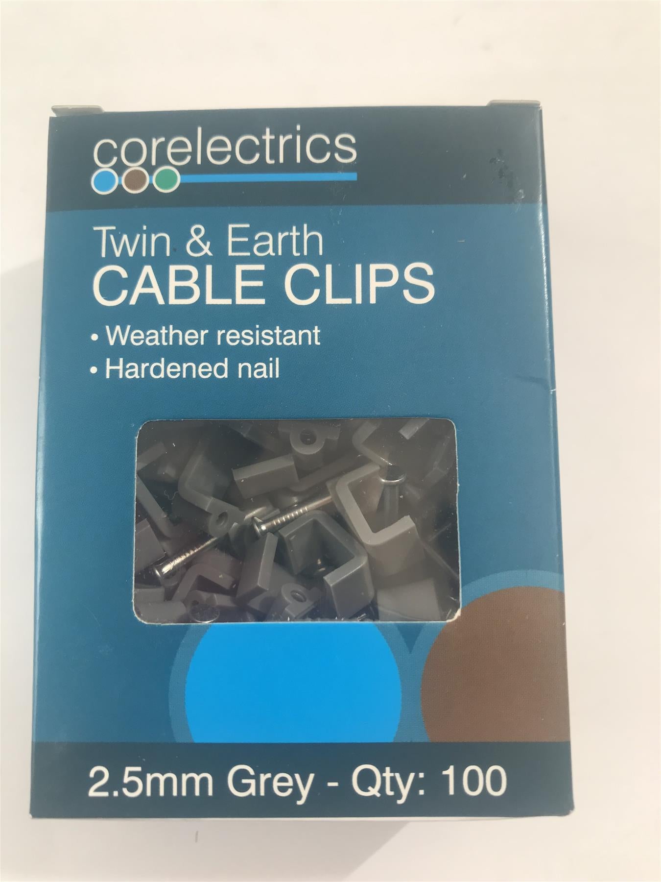 Corelectrics 2.5mm Twin & Earth Cable Clips Grey  TEH25M747