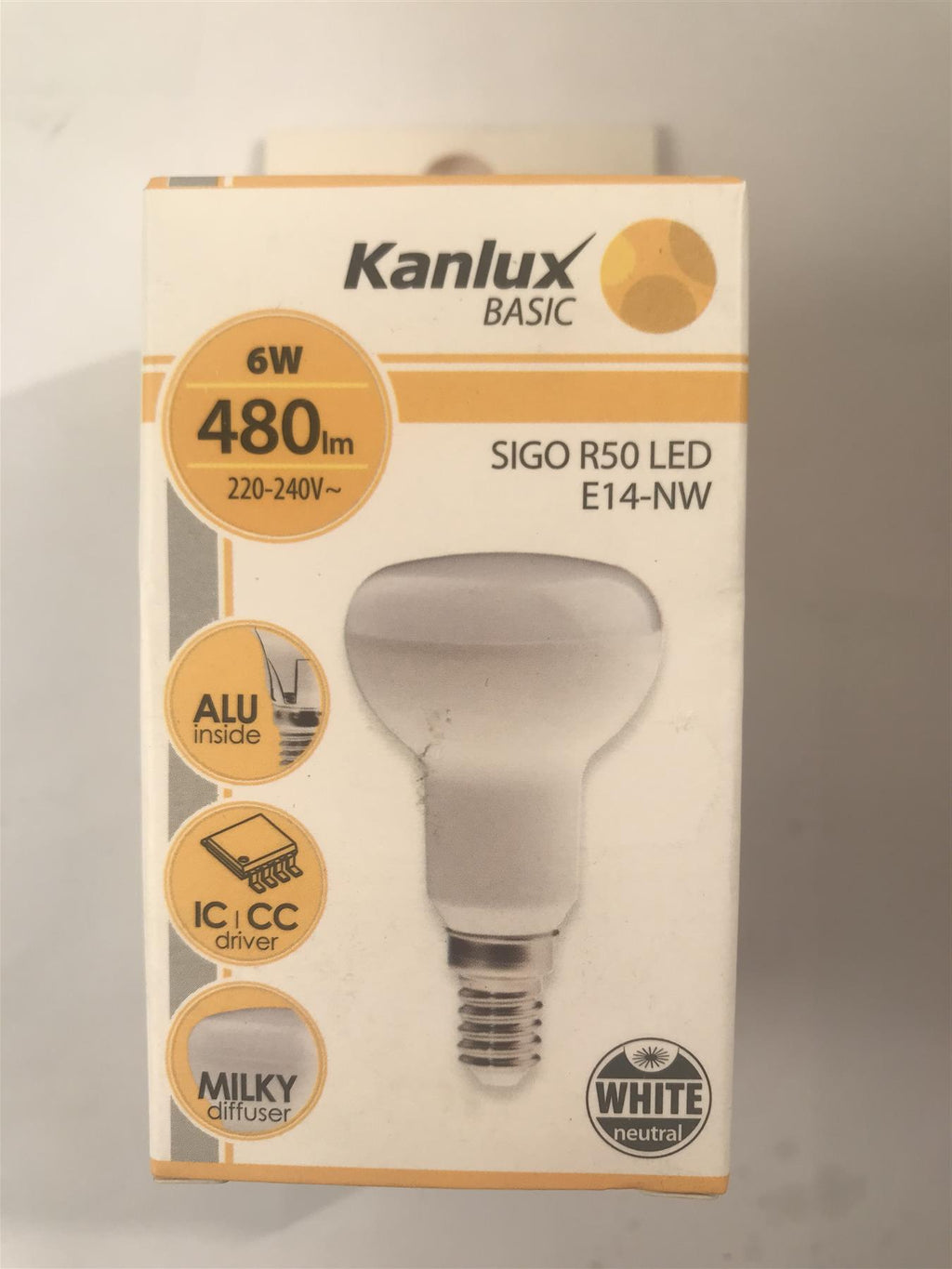 Kanlux Sigo R50 LED 6W E14-NW 480 lm 4000k (Milky Diffuser)  22736