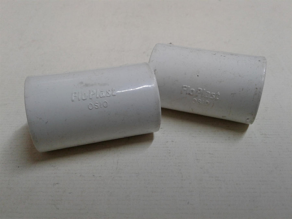 NEW FloPlast Overflow 21.5mm Straight Coupling Union PVC OS10W (PAIR)