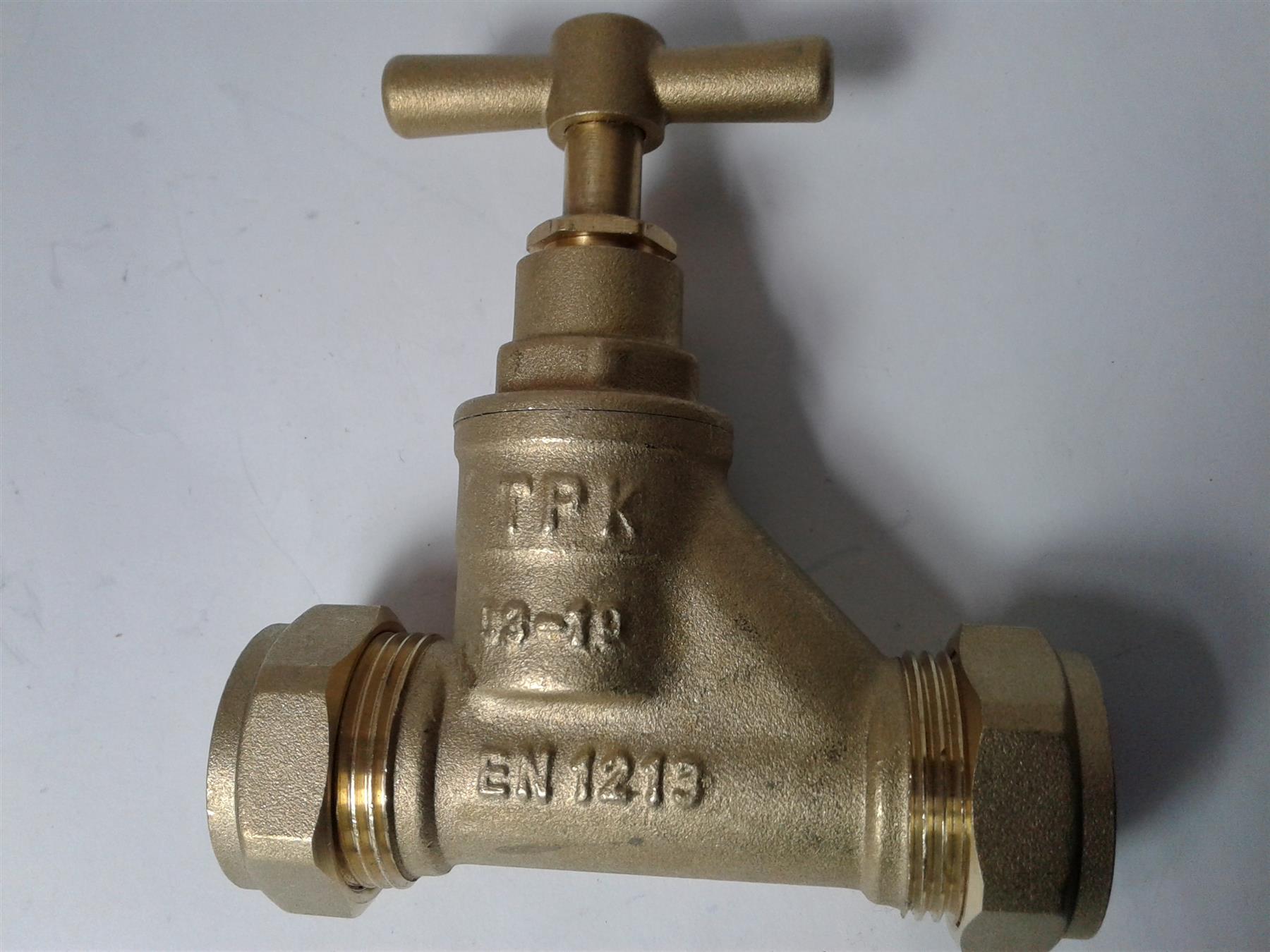 New Compression Mains CxC Center Brass 22mm Tube Stop Tap Valve EN1213